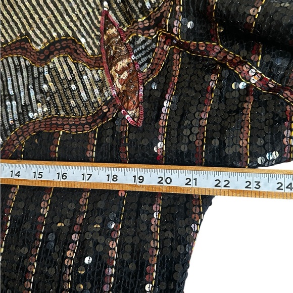 JUDITH ANN CREATIONS INC WOMENS SEQUIN TOP VINTAGE 100% SILK SZ M - Picture 7 of 16